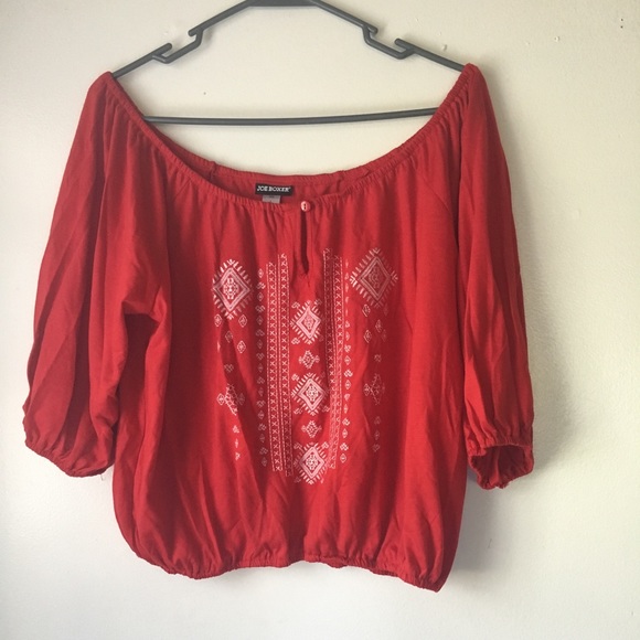 Joe Boxer Tops - 🌻3/20🌻Red Embroidered Prairie Top